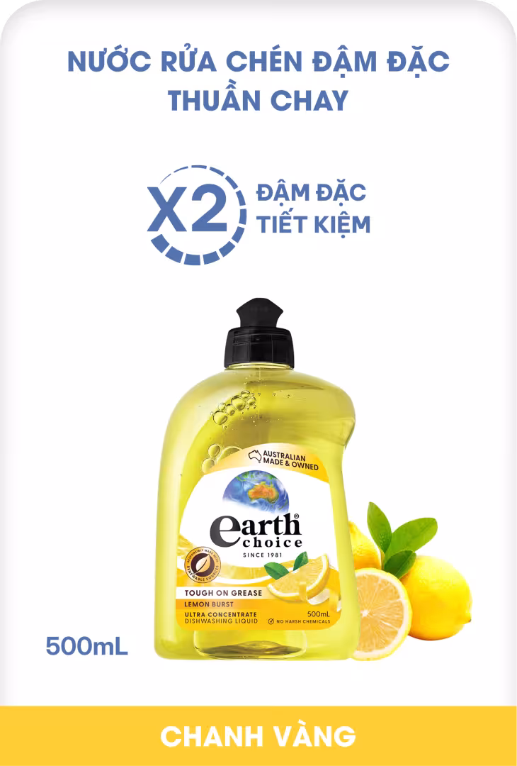 Nước rửa chén đậm đặc thuần chay Chanh vàng