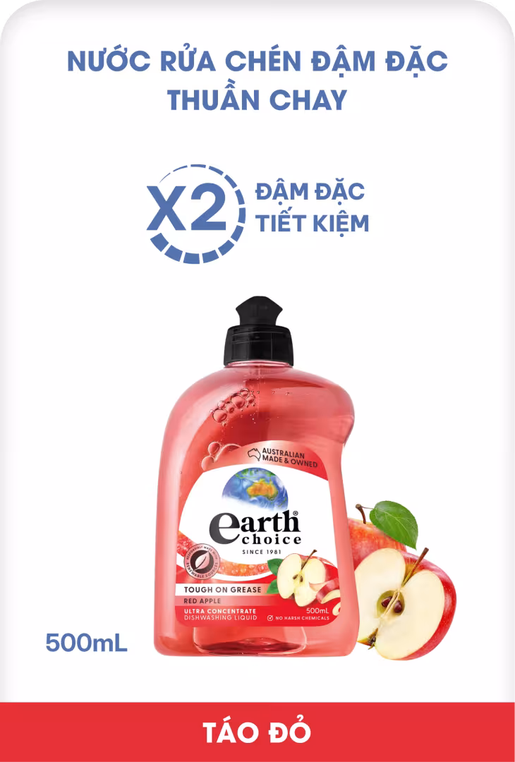 Nước rửa chén đậm đặc thuần chay hương táo